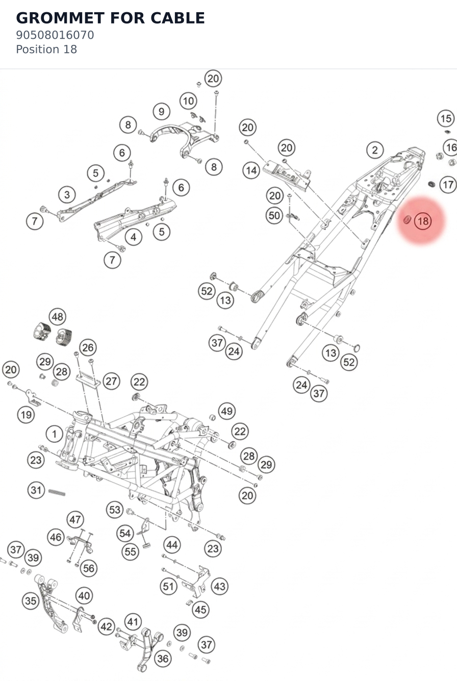 Diagram preview: GROMMET FOR CABLE (90508016070)