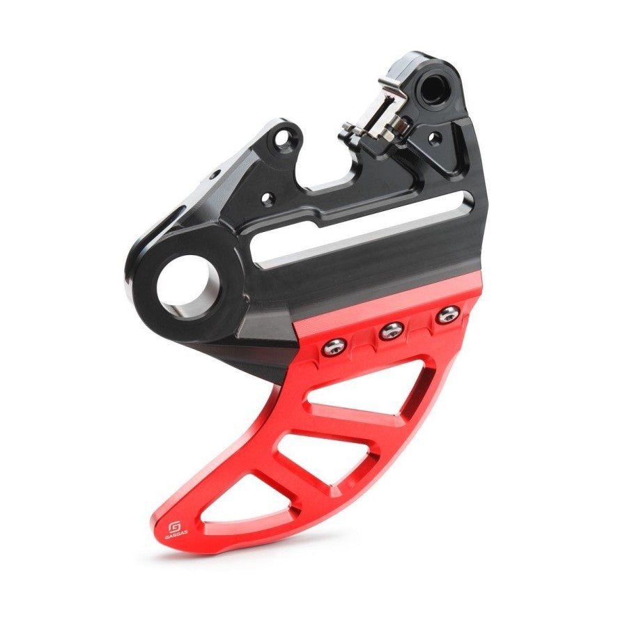 Brake caliper support with brake disc gu
