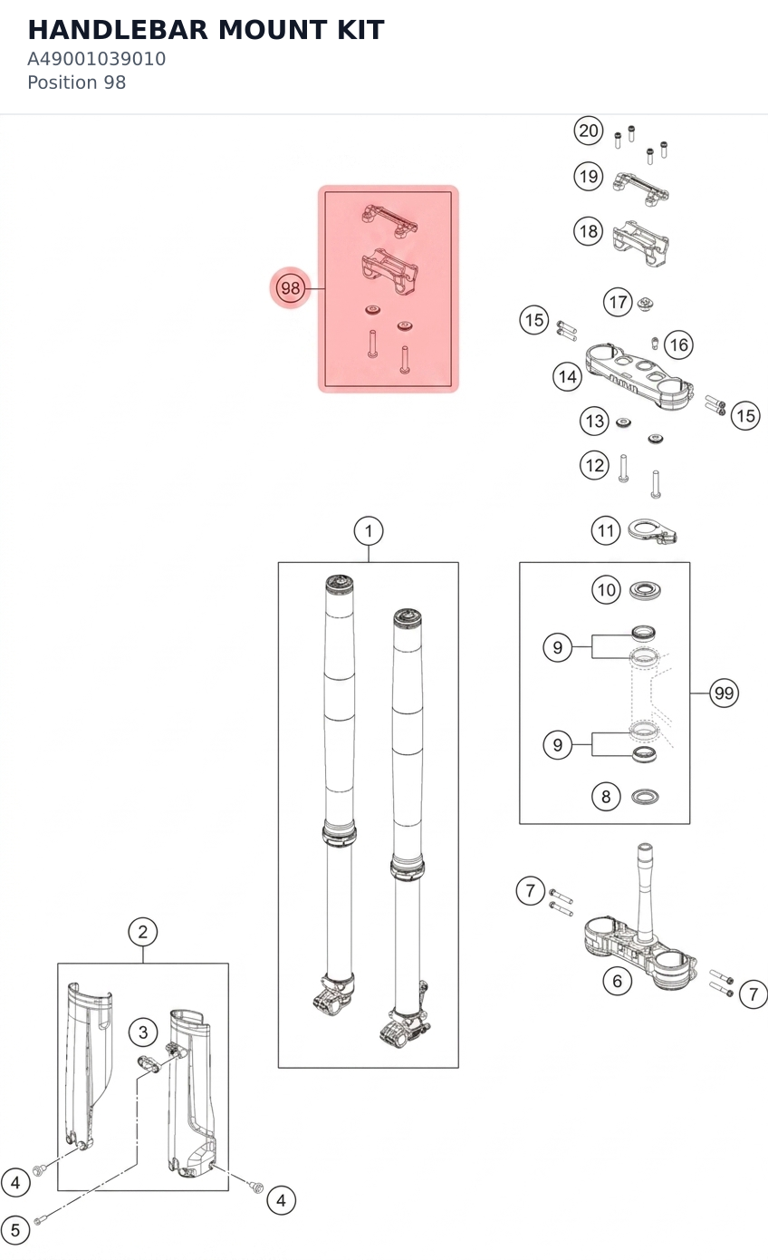 Diagram preview: HANDLEBAR MOUNT KIT (A49001039010)