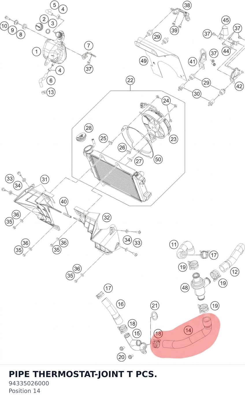 Diagram preview: PIPE THERMOSTAT-JOINT T PCS. (94335026000)