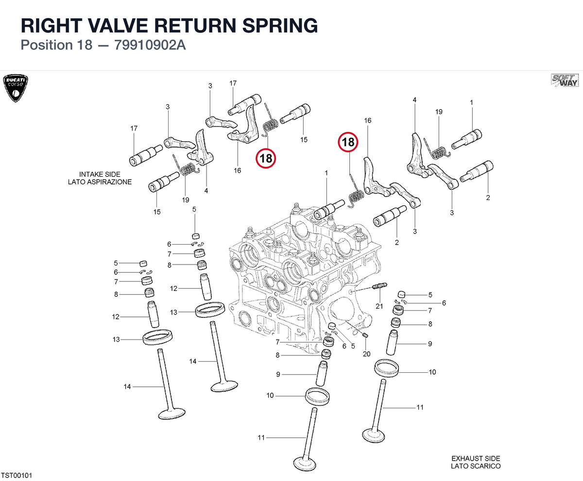 RIGHT VALVE RETURN SPRING 79910902A diagram position
