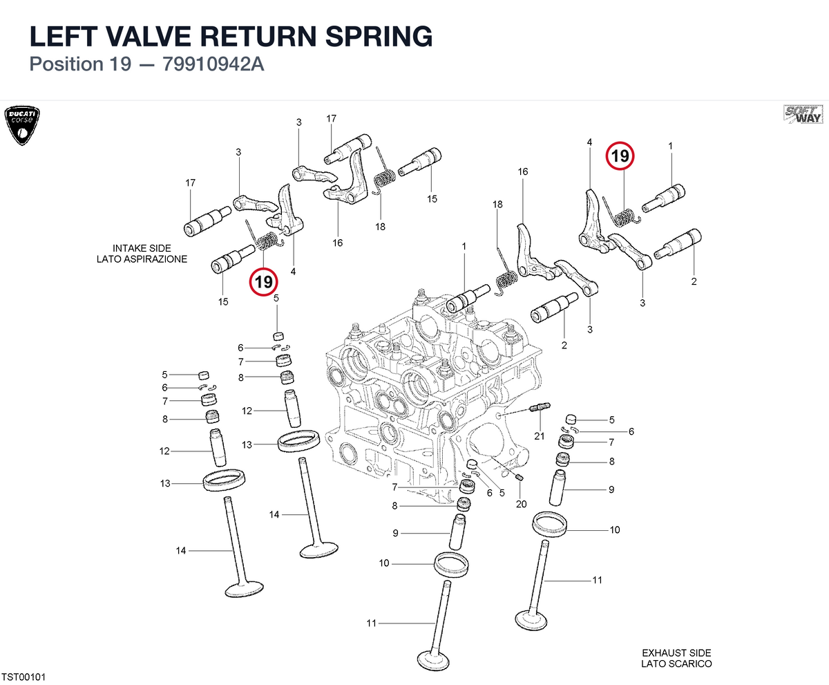 LEFT VALVE RETURN SPRING 79910942A diagram position