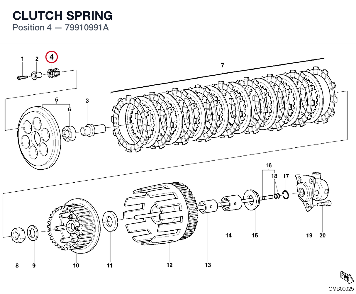CLUTCH SPRING 79910991A diagram position