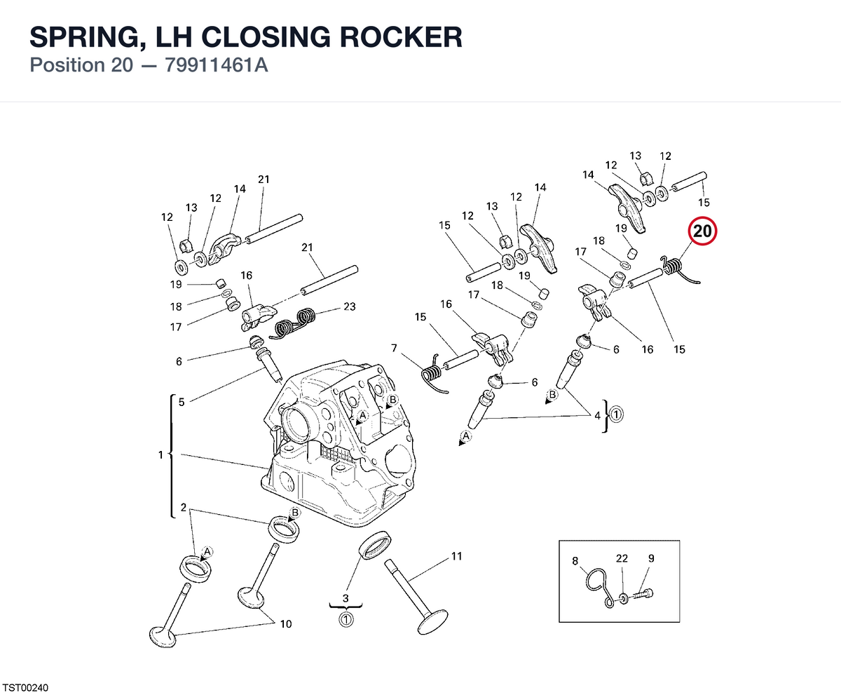 SPRING, LH CLOSING ROCKER 79911461A diagram position