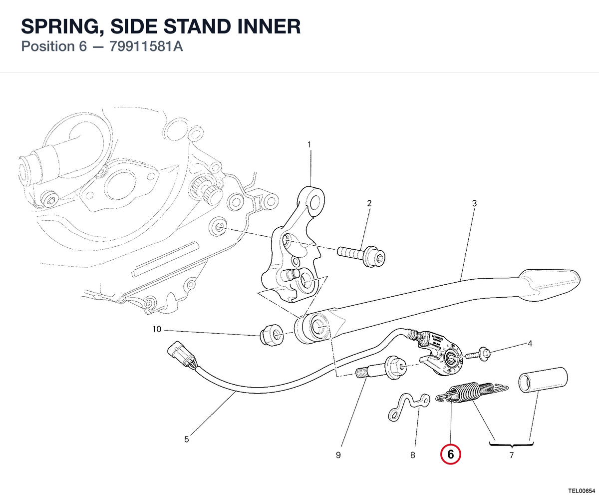 SPRING, SIDE STAND INNER 79911581A diagram position
