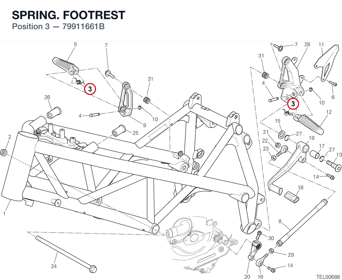 SPRING. FOOTREST 79911661B diagram position