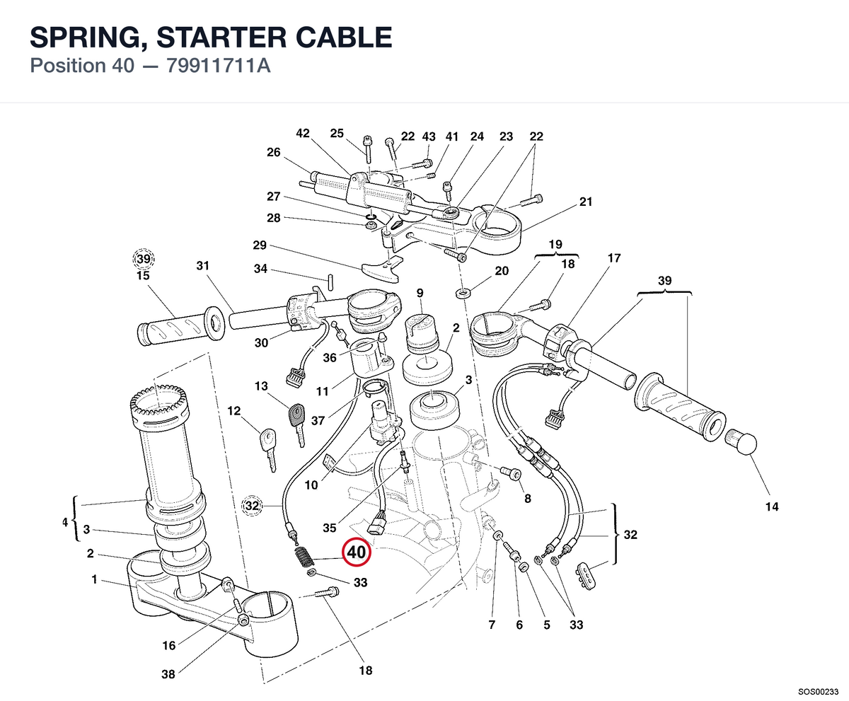 SPRING, STARTER CABLE 79911711A diagram position