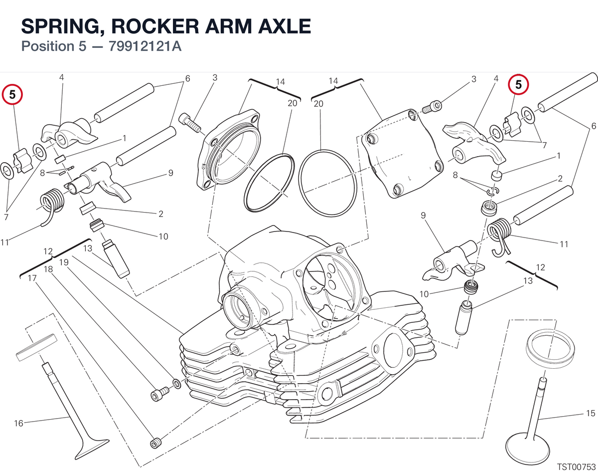 SPRING, ROCKER ARM AXLE 79912121A diagram position