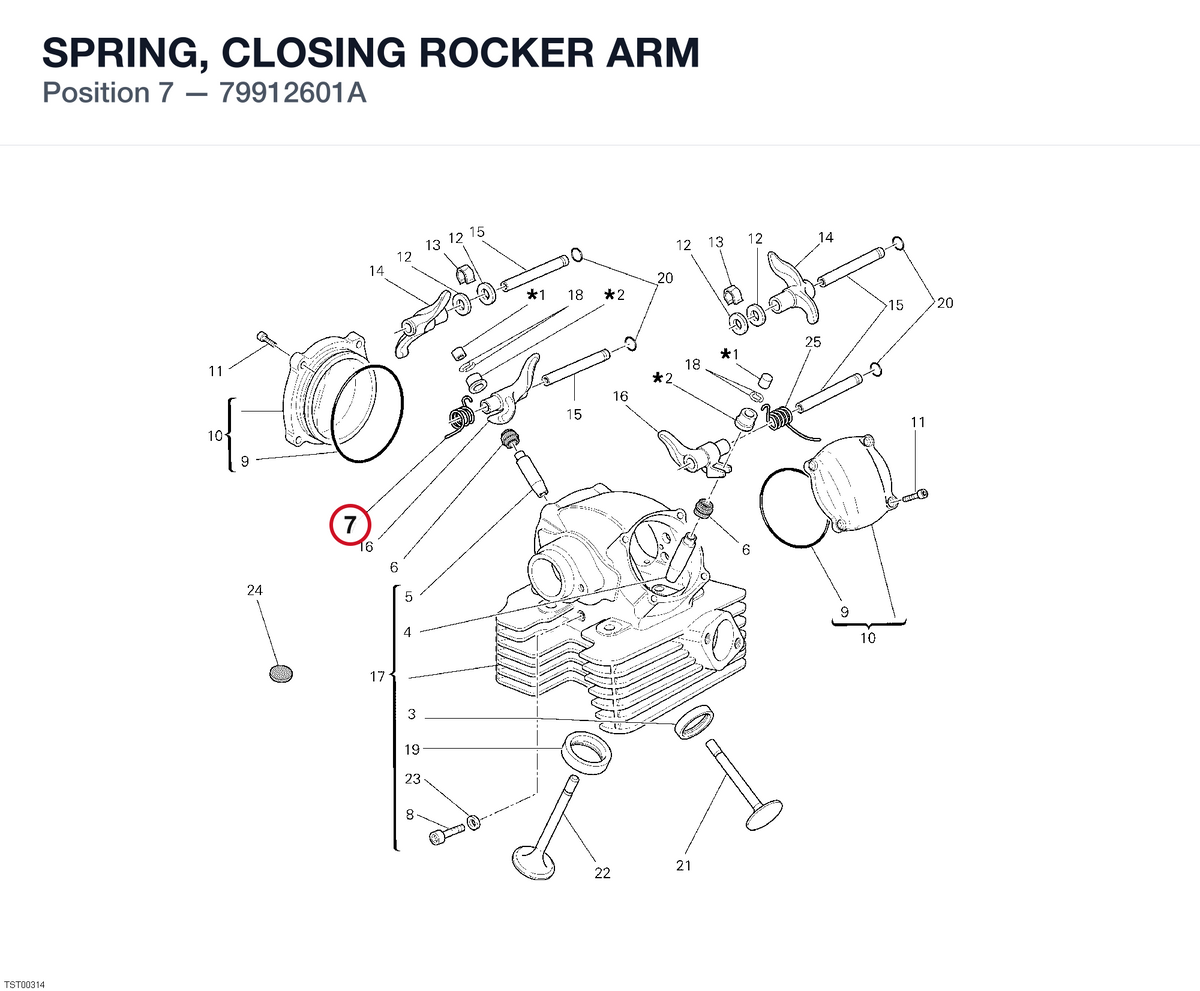 SPRING, CLOSING ROCKER ARM 79912601A diagram position