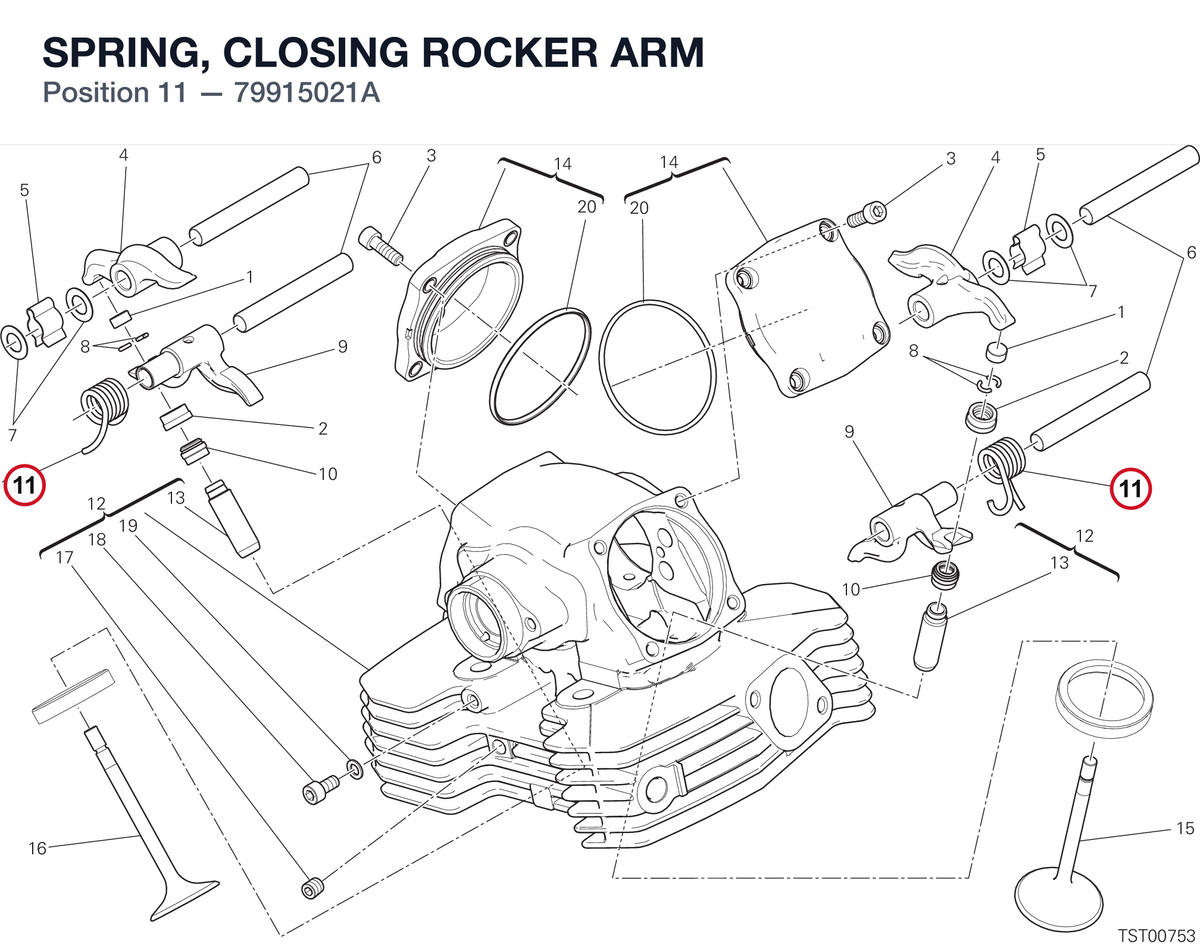 SPRING, CLOSING ROCKER ARM 79915021A diagram position