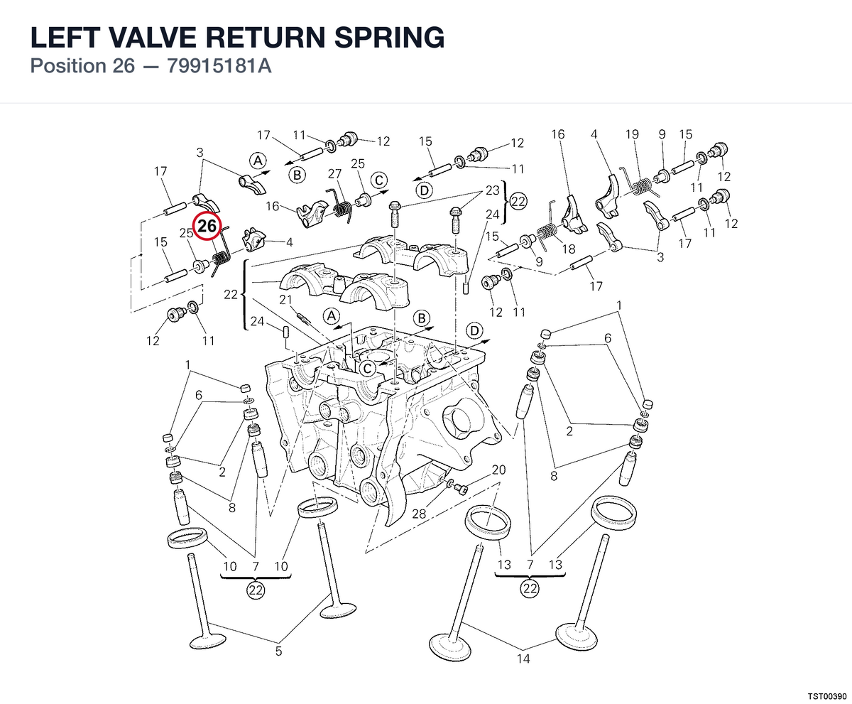 LEFT VALVE RETURN SPRING 79915181A diagram position