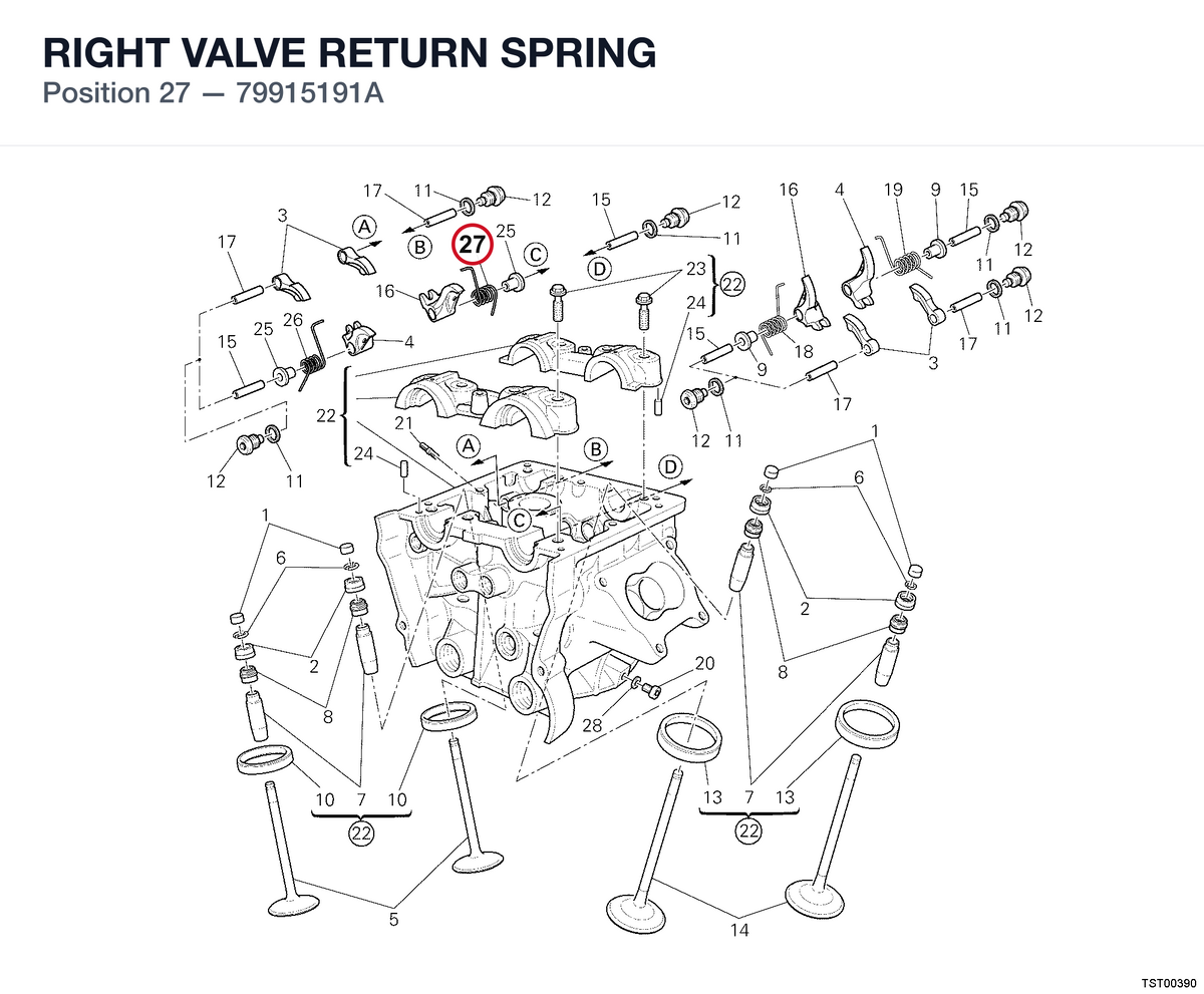 RIGHT VALVE RETURN SPRING 79915191A diagram position