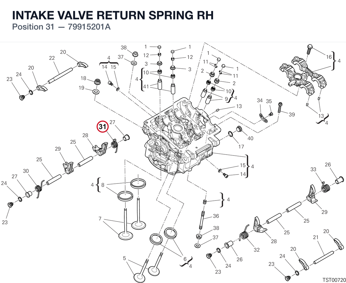 INTAKE VALVE RETURN SPRING RH 79915201A diagram position