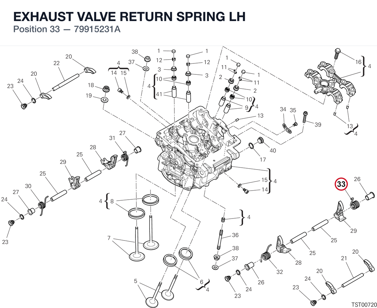 EXHAUST VALVE RETURN SPRING LH 79915231A diagram position