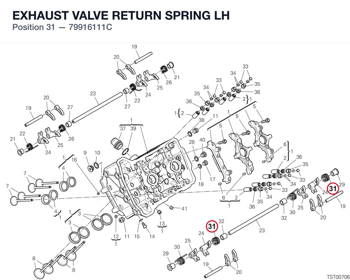 EXHAUST VALVE RETURN SPRING LH 79916111C diagram position