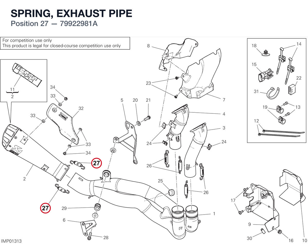 SPRING, EXHAUST PIPE 79922981A diagram position