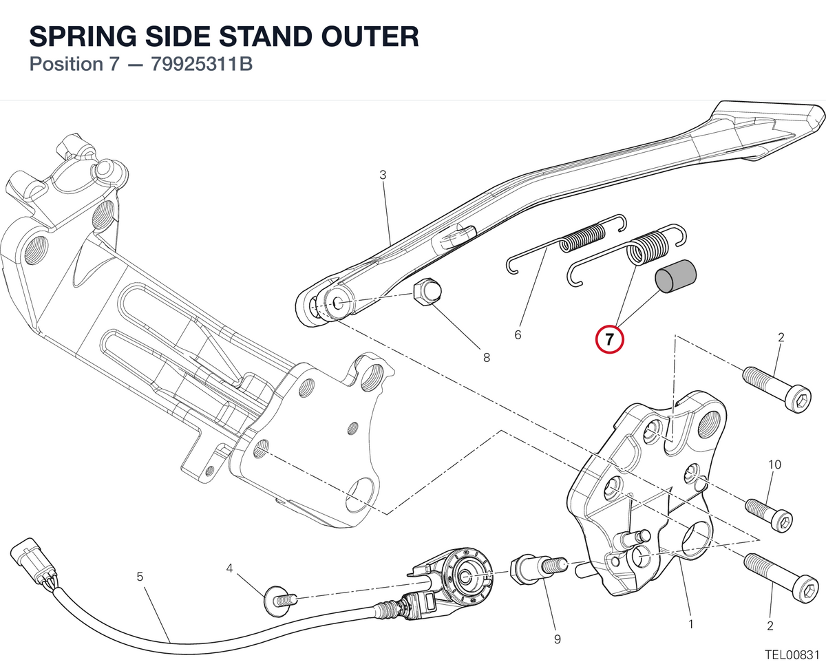 SPRING SIDE STAND OUTER 79925311B diagram position