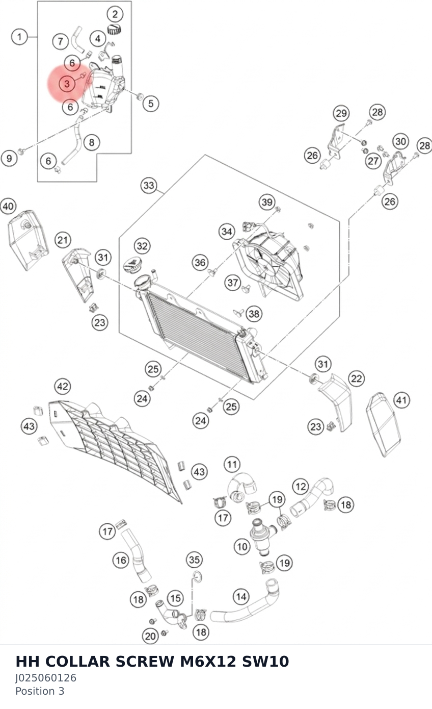 Diagram preview: HH COLLAR SCREW M6X12 SW10 (J025060126)