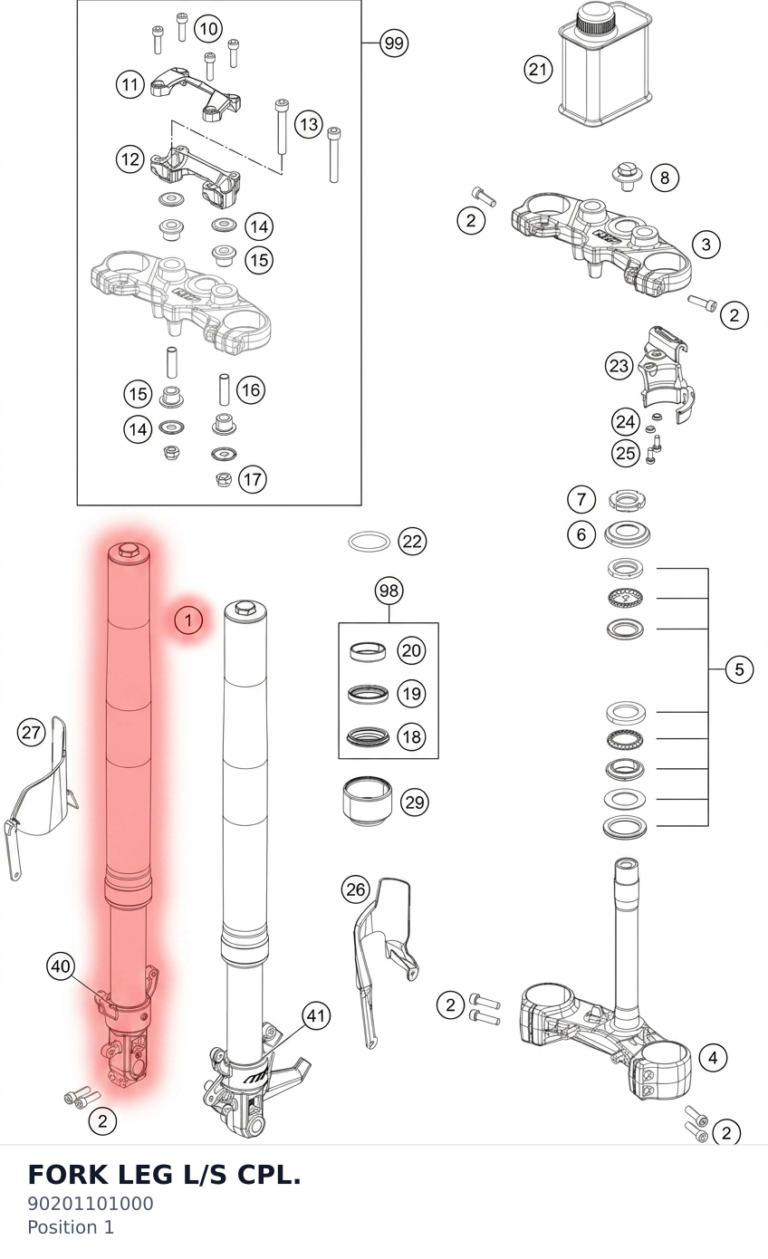 Diagram preview: FORK LEG L/S CPL. (90201101000)