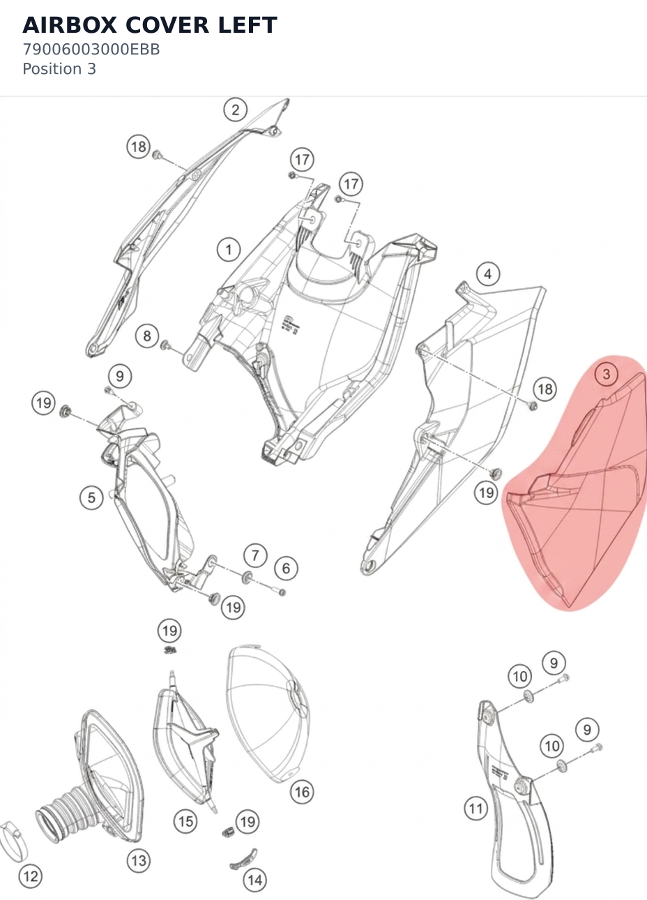 Diagram preview: AIRBOX COVER LEFT (79006003000EBB)
