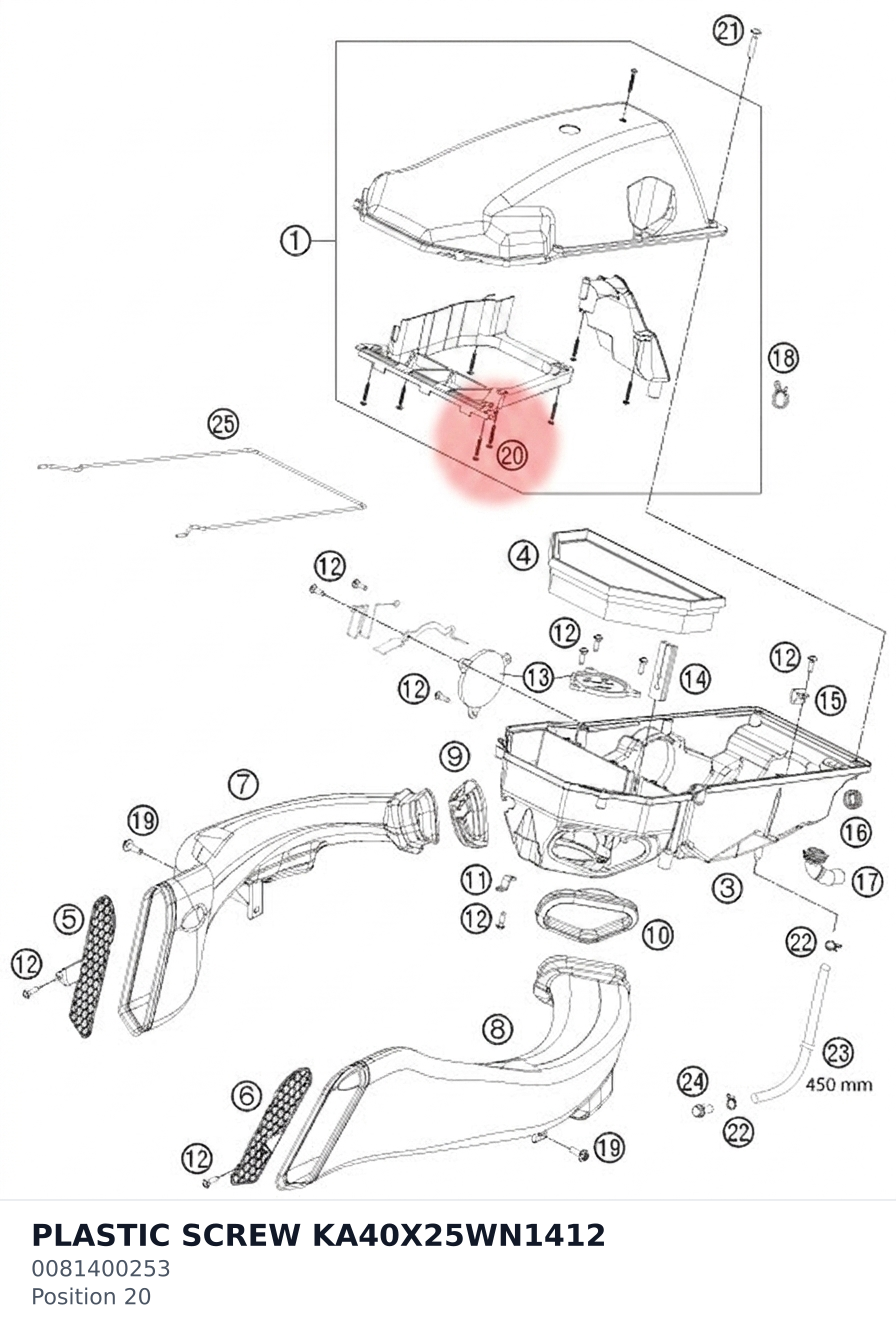 Diagram preview: PLASTIC SCREW KA40X25WN1412 (0081400253)