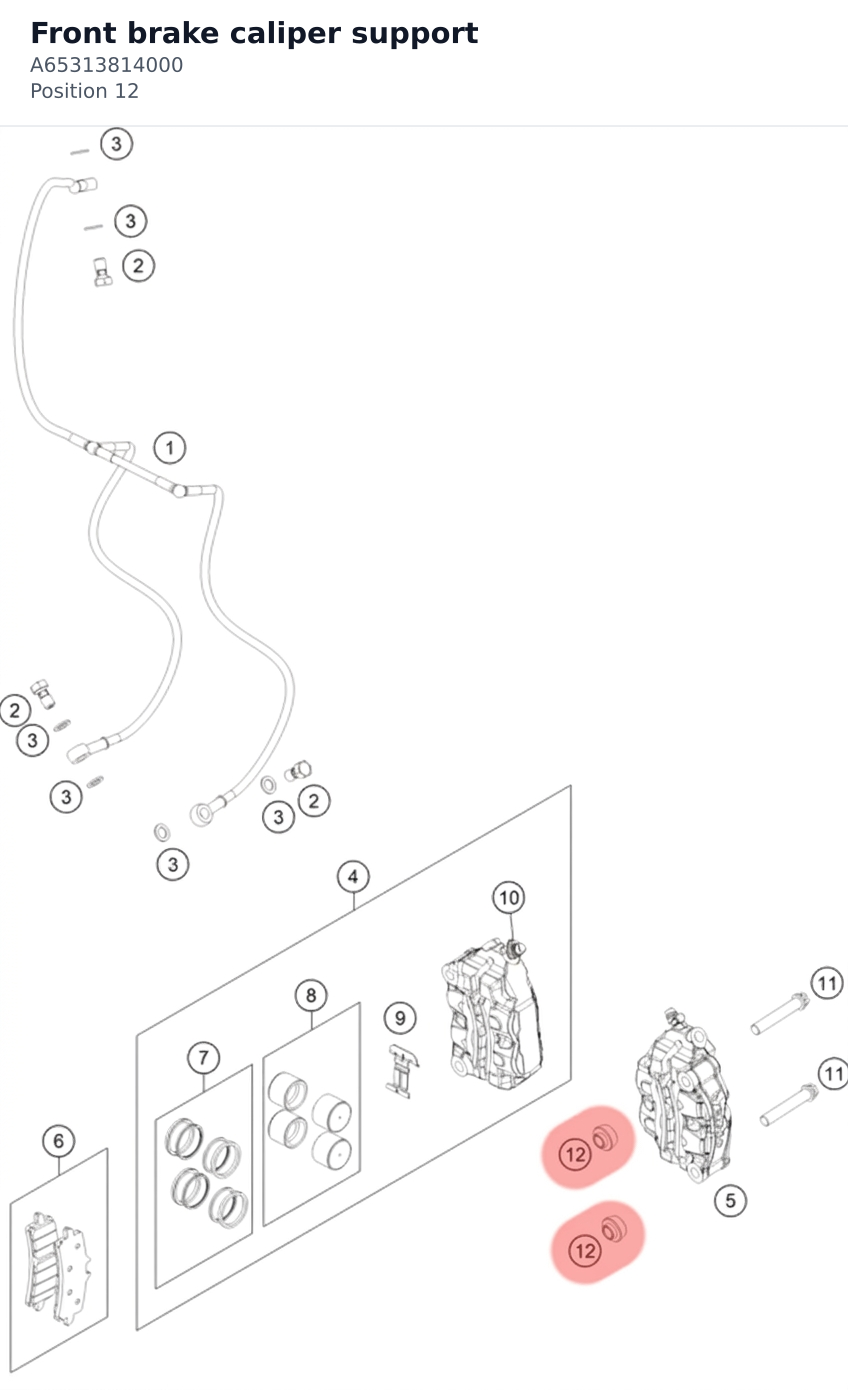 Diagram preview: Front brake caliper support (A65313814000)