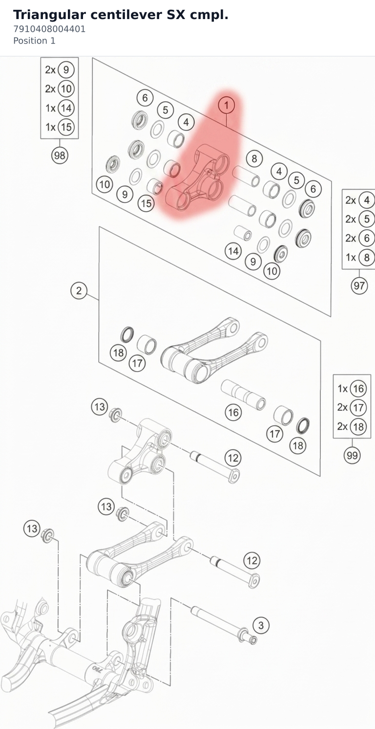 Diagram preview: Triangular centilever SX cmpl. (7910408004401)