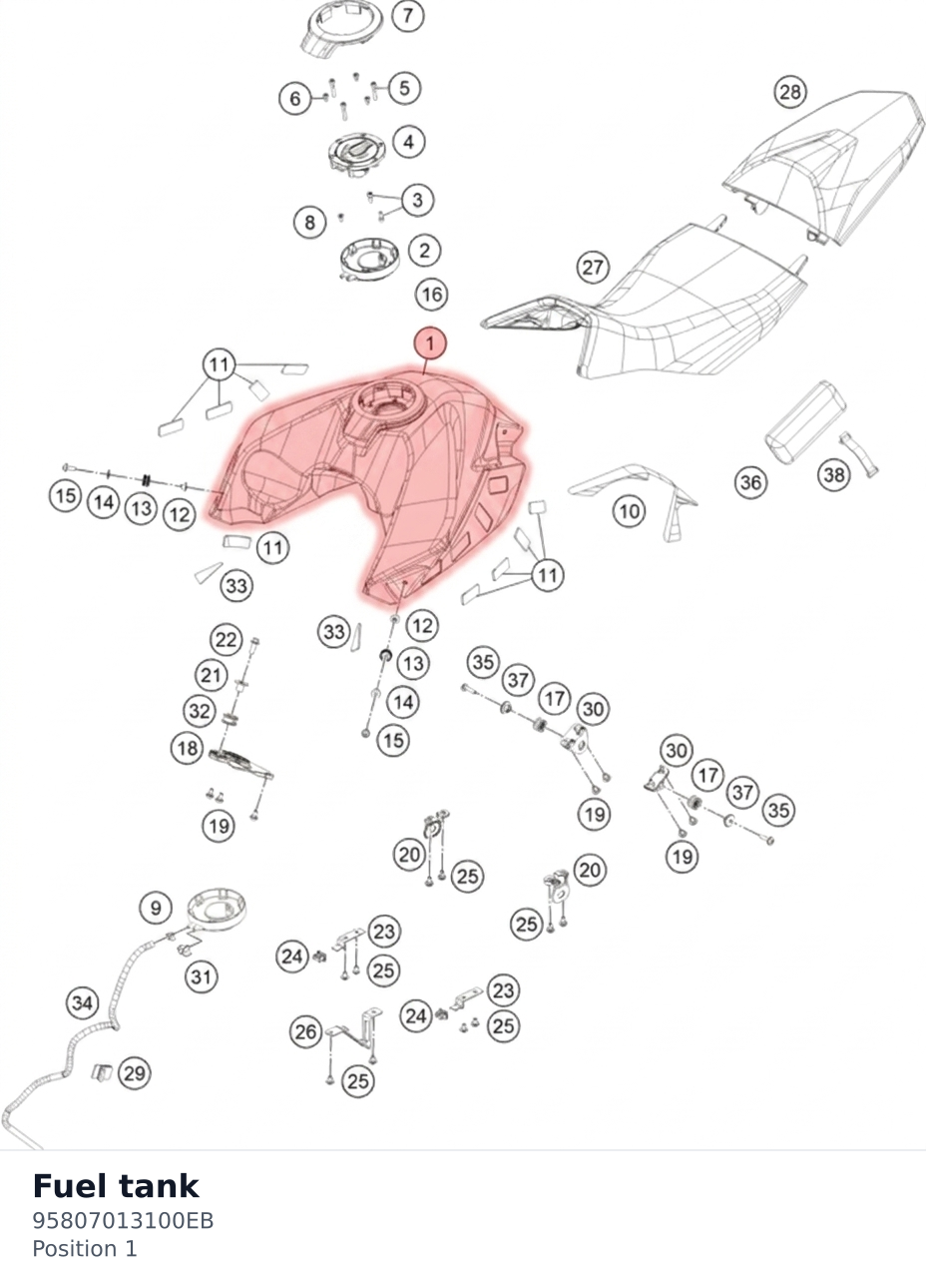 Diagram preview: Fuel tank (95807013100EB)