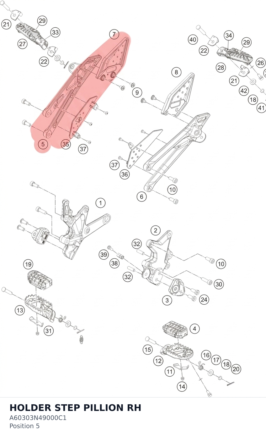 Diagram preview: HOLDER STEP PILLION RH (A60303N49000C1)