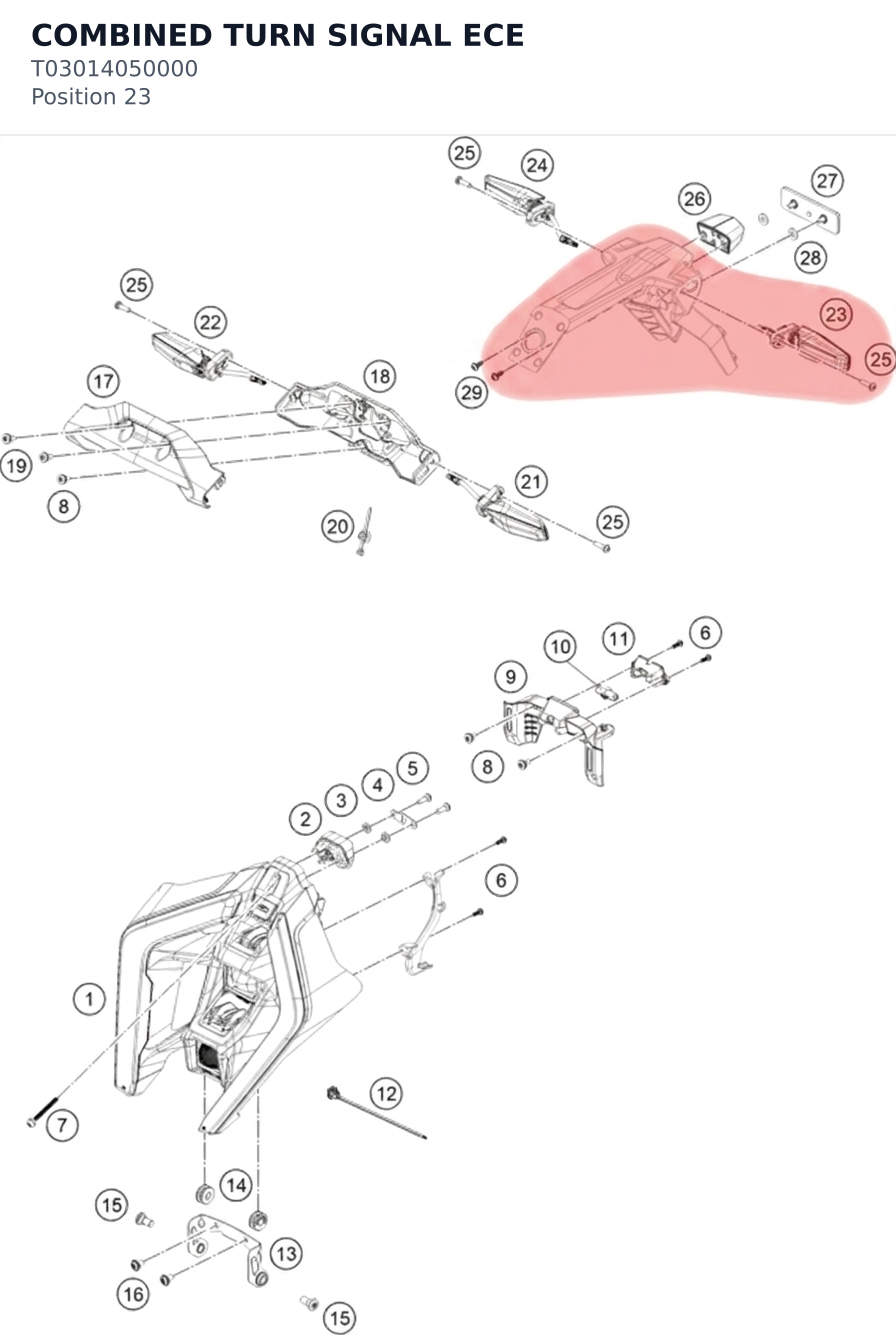 Diagram preview: COMBINED TURN SIGNAL ECE (T03014050000)