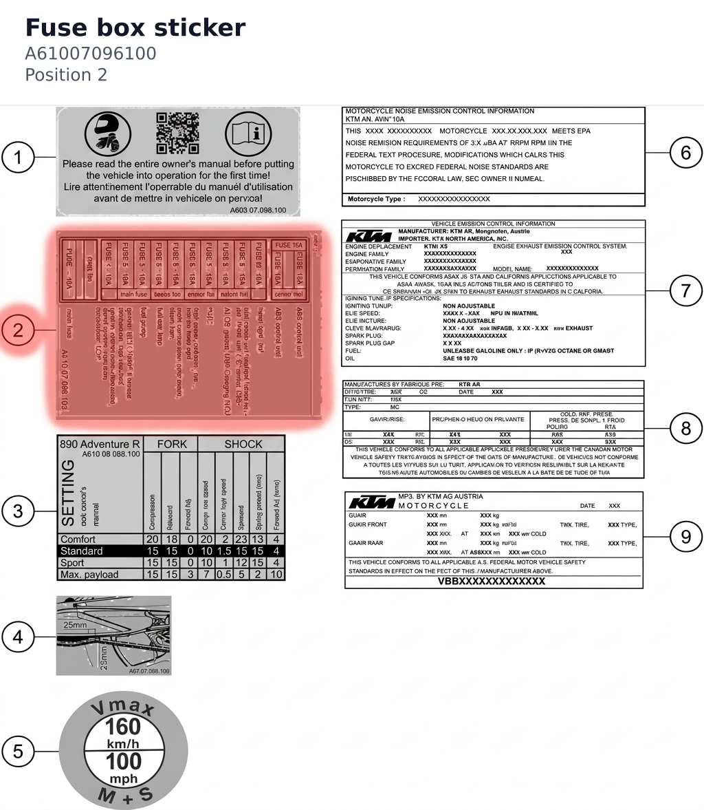 Diagram preview: Fuse box sticker (A61007096100)