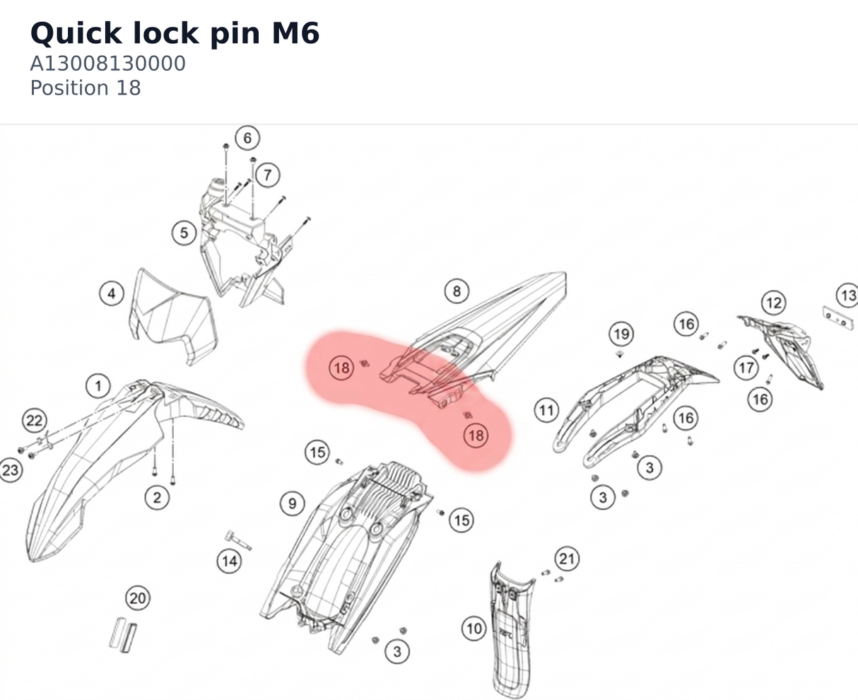 Diagram preview: Quick lock pin M6 (A13008130000)