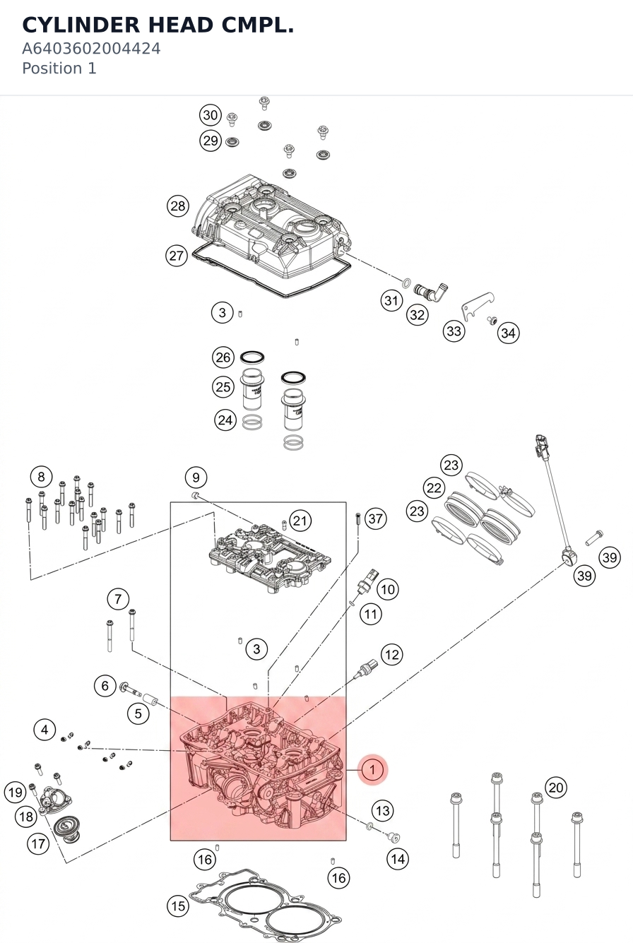 Diagram preview: CYLINDER HEAD CMPL. (A6403602004424)