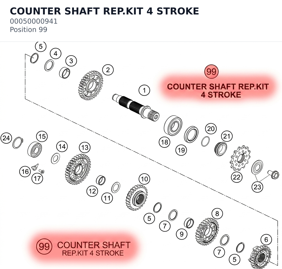 Diagram preview: COUNTER SHAFT REP.KIT 4 STROKE (00050000941)