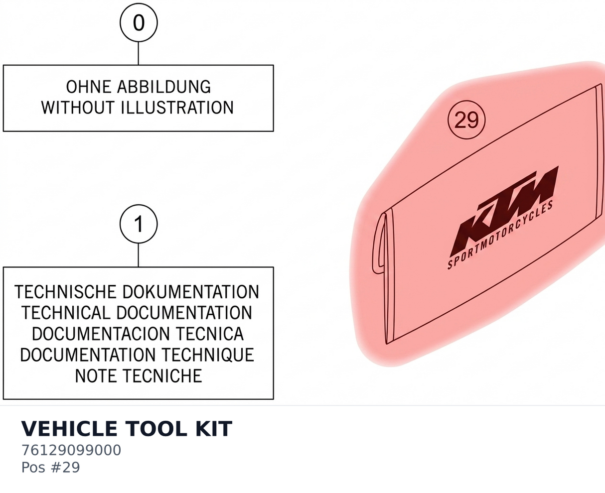 Diagram preview: VEHICLE TOOL KIT (76129099000)