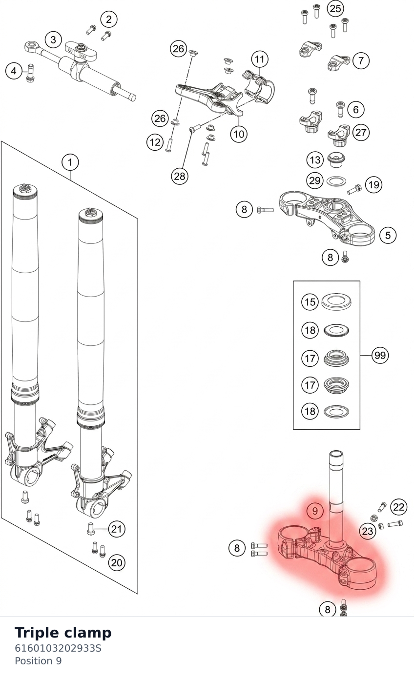 Diagram preview: Triple clamp (6160103202933S)
