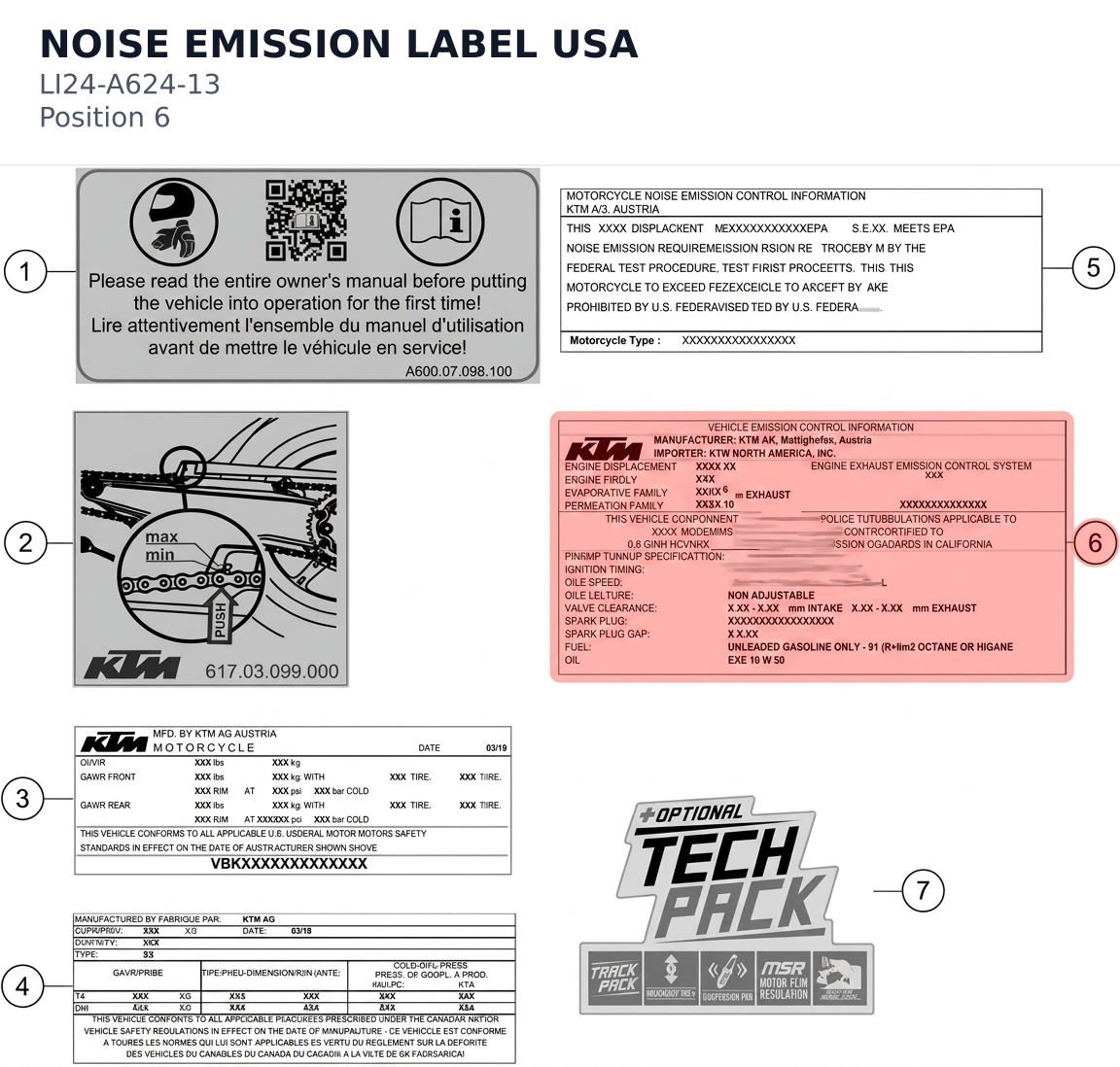 Diagram preview: NOISE EMISSION LABEL USA (LI24-A624-13)
