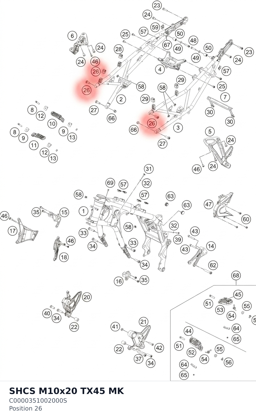 Diagram preview: SHCS M10x20 TX45 MK (C0000351002000S)
