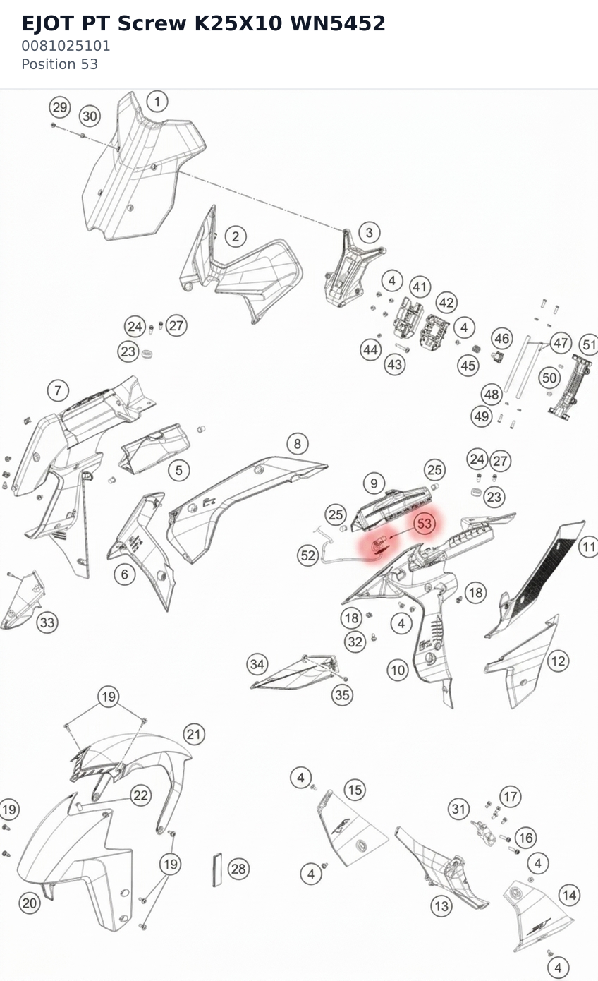Diagram preview: EJOT PT Screw K25X10 WN5452 (0081025101)