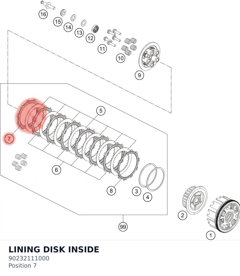 Diagram preview: LINING DISK INSIDE (90232111000)