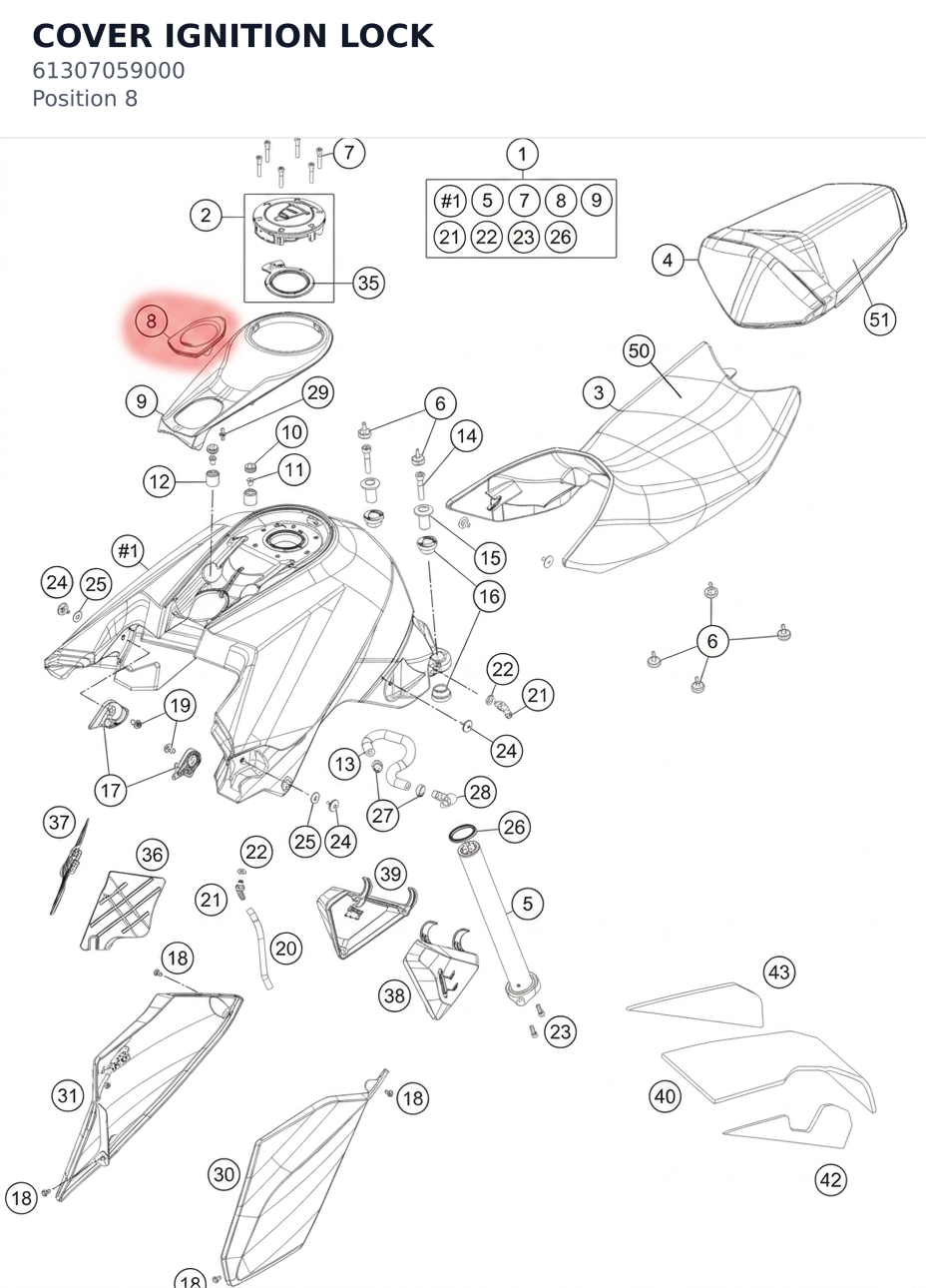 Diagram preview: COVER IGNITION LOCK (61307059000)