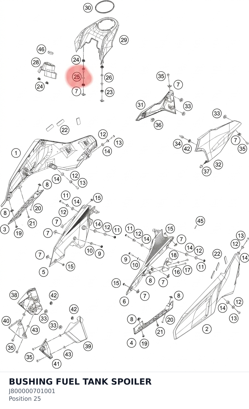 Diagram preview: BUSHING FUEL TANK SPOILER (J800000701001)
