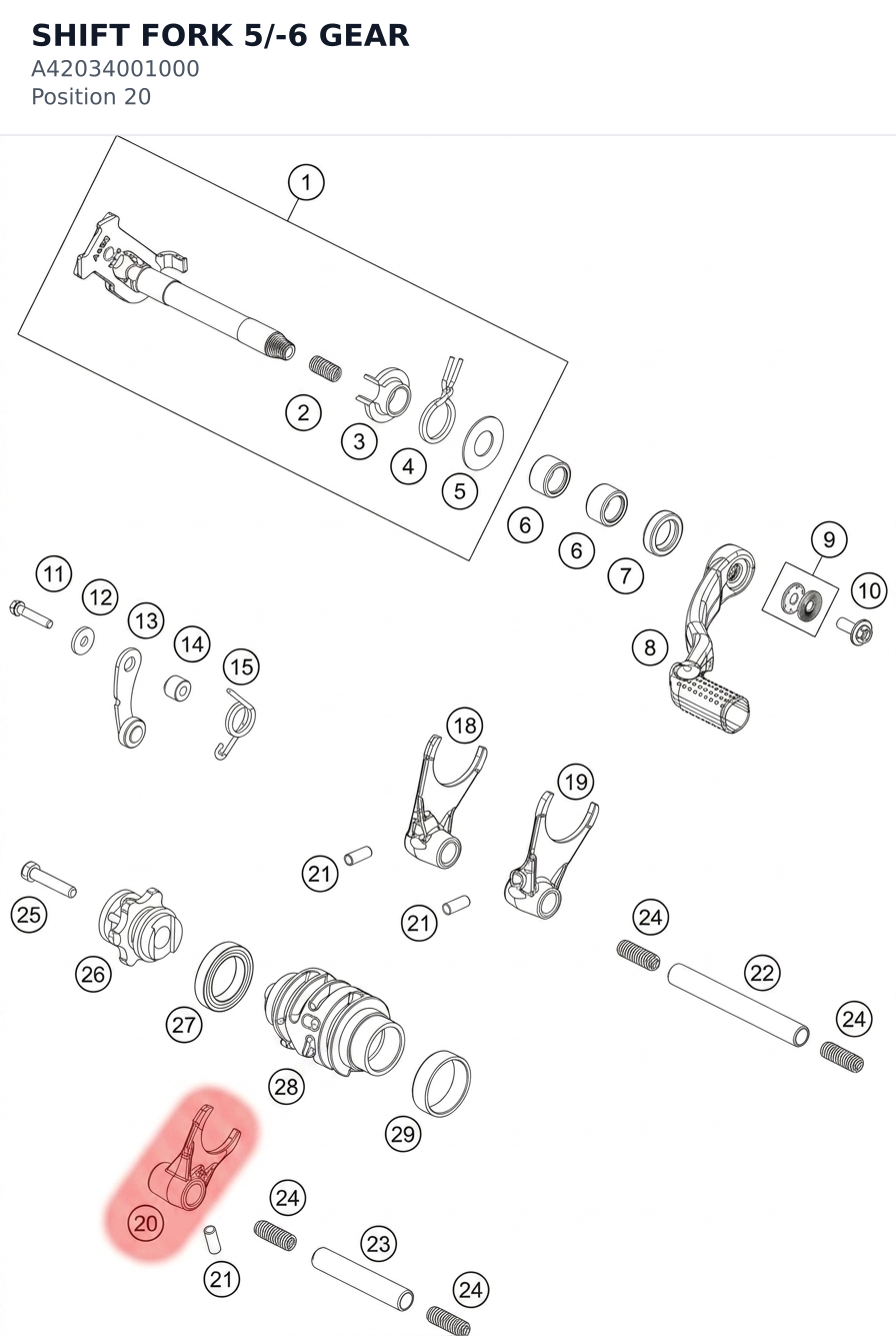 Diagram preview: SHIFT FORK 5/-6 GEAR (A42034001000)