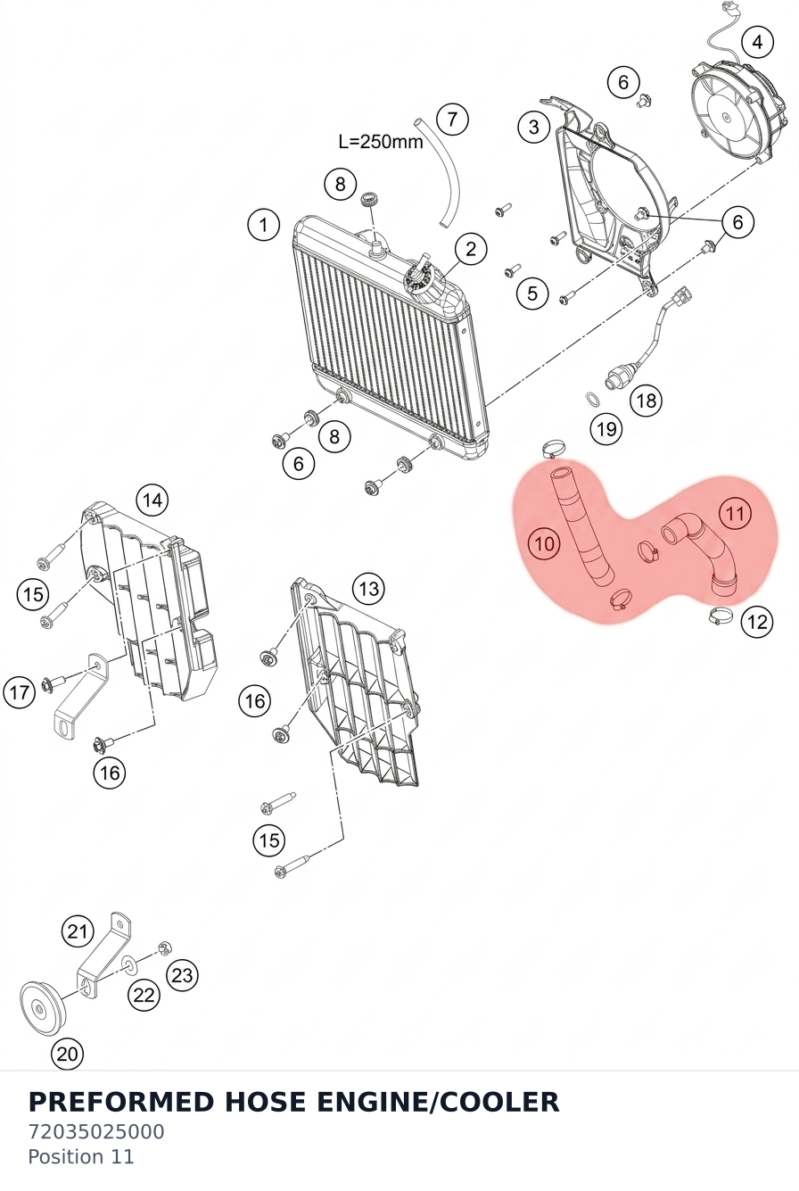 Diagram preview: PREFORMED HOSE ENGINE/COOLER (72035025000)