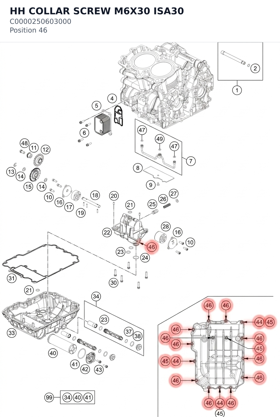 Diagram preview: HH COLLAR SCREW M6X30 ISA30 (C0000250603000)