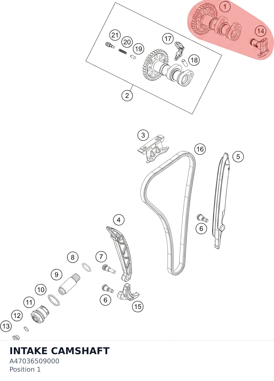 Diagram preview: INTAKE CAMSHAFT (A47036509000)