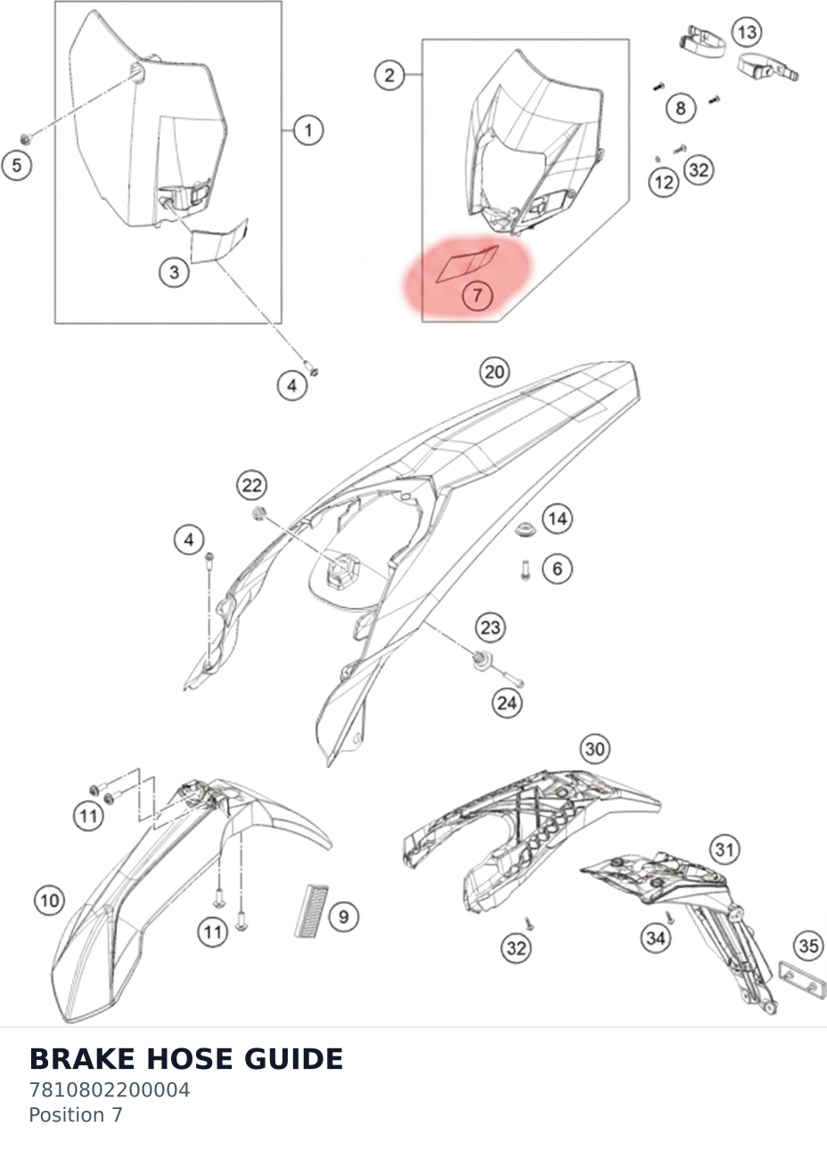 Diagram preview: BRAKE HOSE GUIDE (7810802200004)