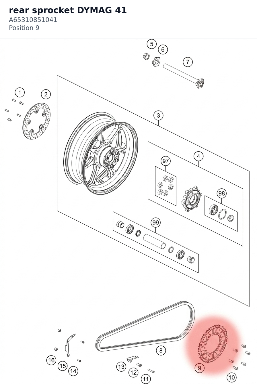 Diagram preview: rear sprocket DYMAG 41 (A65310851041)