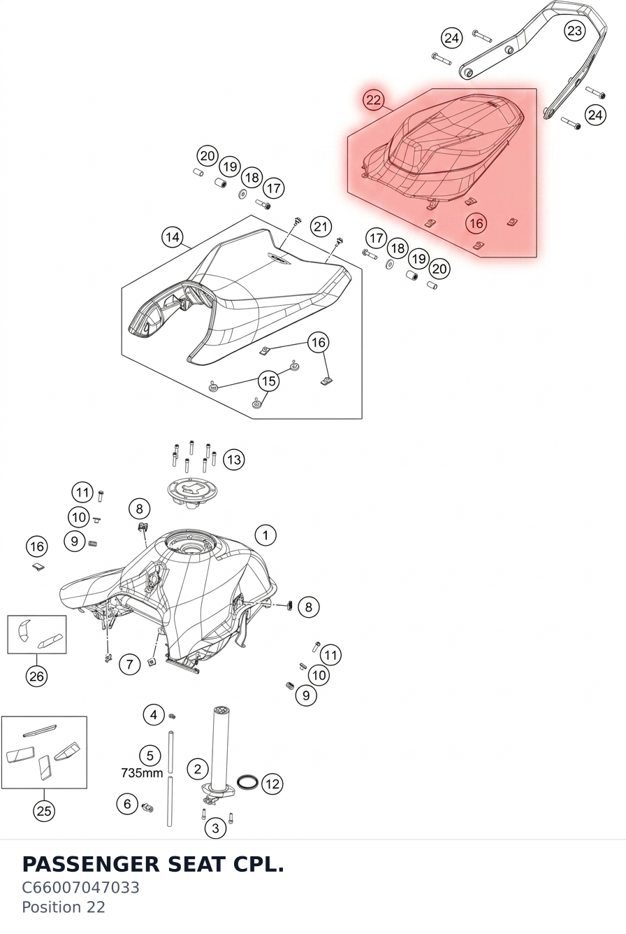 Diagram preview: PASSENGER SEAT CPL. (C66007047033)