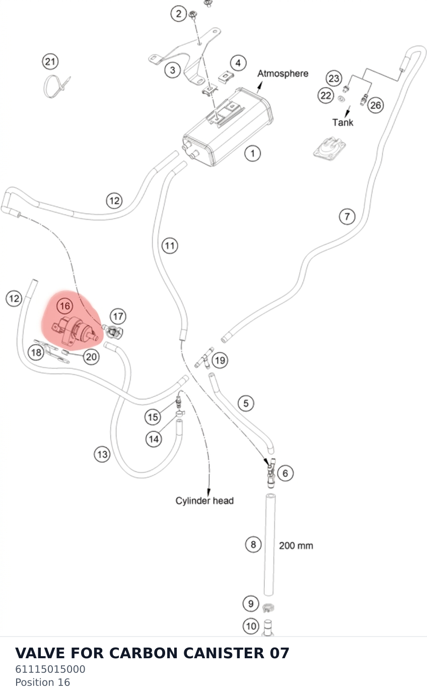 Diagram preview: VALVE FOR CARBON CANISTER 07 (61115015000)
